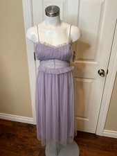 Topshop Light Purple Ruffled Lace Midi Cut-Out Dress, Size 4