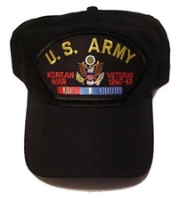 US ARMY KOREAN WAR VETERAN HAT CAP W/ CAMPAIGN SERVICE RIBBONS DMZ 38TH PARALLEL
