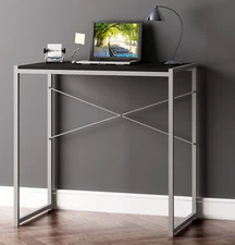 eHemco Multifunction Rectangular Desk, Black Top and Silver Leg(Collectible)4876