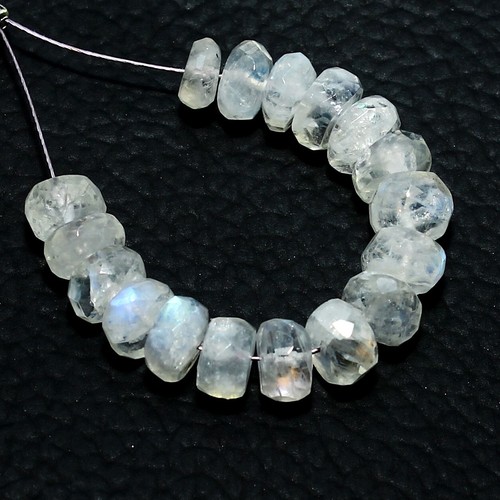20.15cts Natural Rainbow Moonstone Rondelle Beads Loose Gemstone 17pcs Size 6mm - Picture 3 of 6