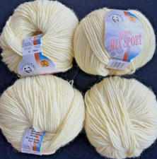 Lot Of 4 Skeins, Italian Merino Wool Blend Yarn Filati Merino Sport Yarn, Yellow