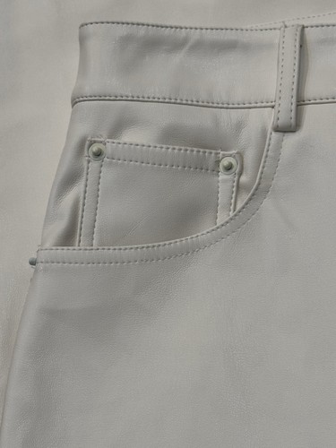 Lucy Paris Faux Leather Pants Women's Large Ivory Wide Leg 32X30 - Picture 13 of 14