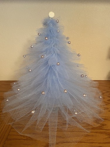 Vintage Inspired Net Christmas Tree Decoration/Blue/12 1/2”/ new/handmade