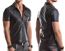 REGNES RFP POLOSHIRT SHIRT WETLOOK MATT REISSVERSCHLUSS clubwear  kunstleder