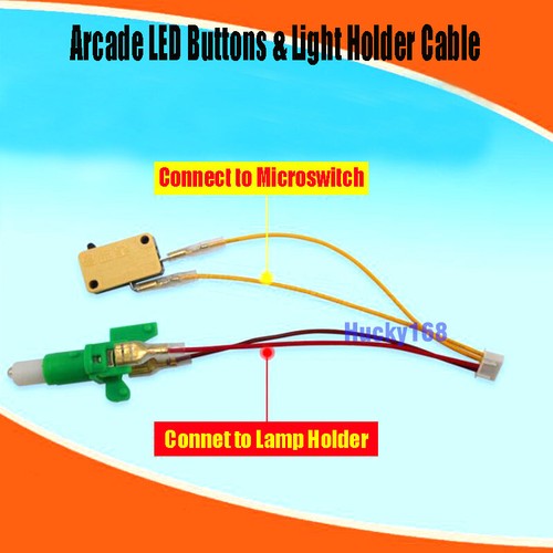 Arcade LED Buttons Cable Wires Harness Light Lamp Holder 4 Pins Microswitch DIY - Picture 3 of 10