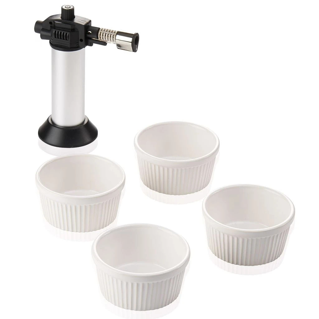 Leifheit Set Creme Brulee 5 Piezas Plata Antorcha Soplete Cocina Caramelizar