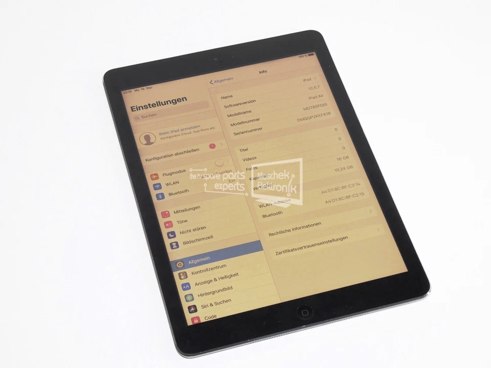 Apple iPad Air 1 A1474 (1. Gen) 9,7" Retina 16GB Wifi silber silver entsperrt - Bild 2 von 3