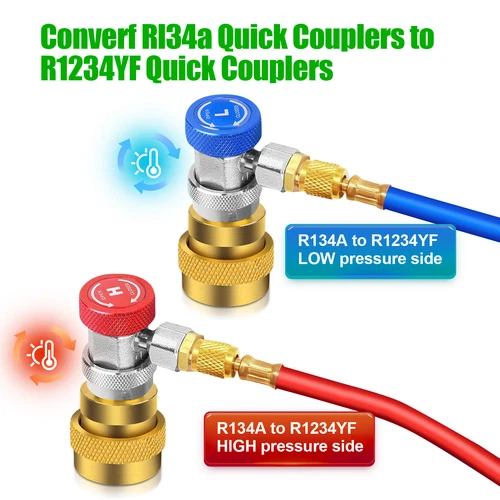 Juego de acopladores rápidos ajustables R134A a R1234YF adaptador conexión lateral alta baja - Imagen 5 de 8