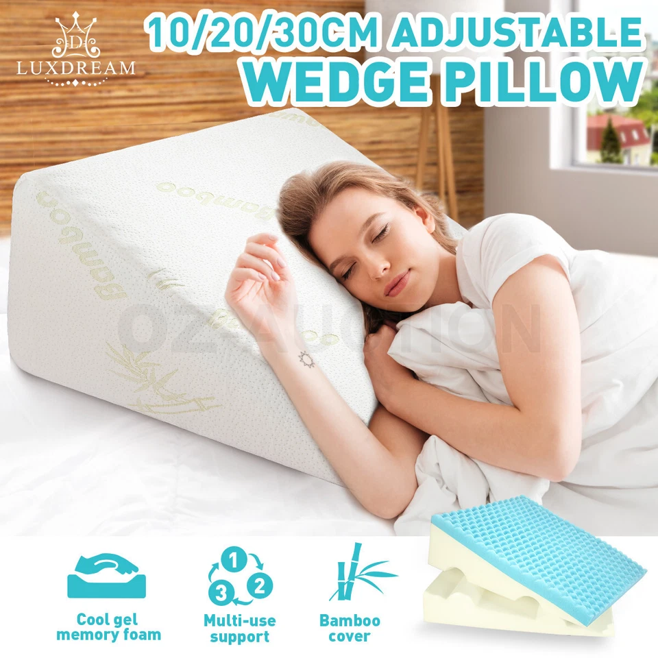 Luxdream Adjustable Wedge Pillow Cool Gel Memory Foam Back Support Sleep Cushion
