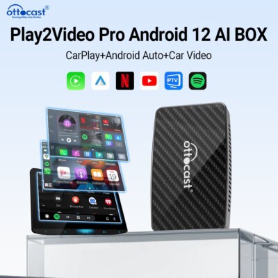 Ottocast Multimedia AIBOX Car TV Box Play2Video Pro Wireless Carplay+Android YT+