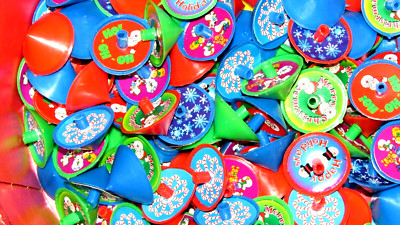 small plastic Christmas tops party favors for gift bags 140 pcs (E bay toy bx)