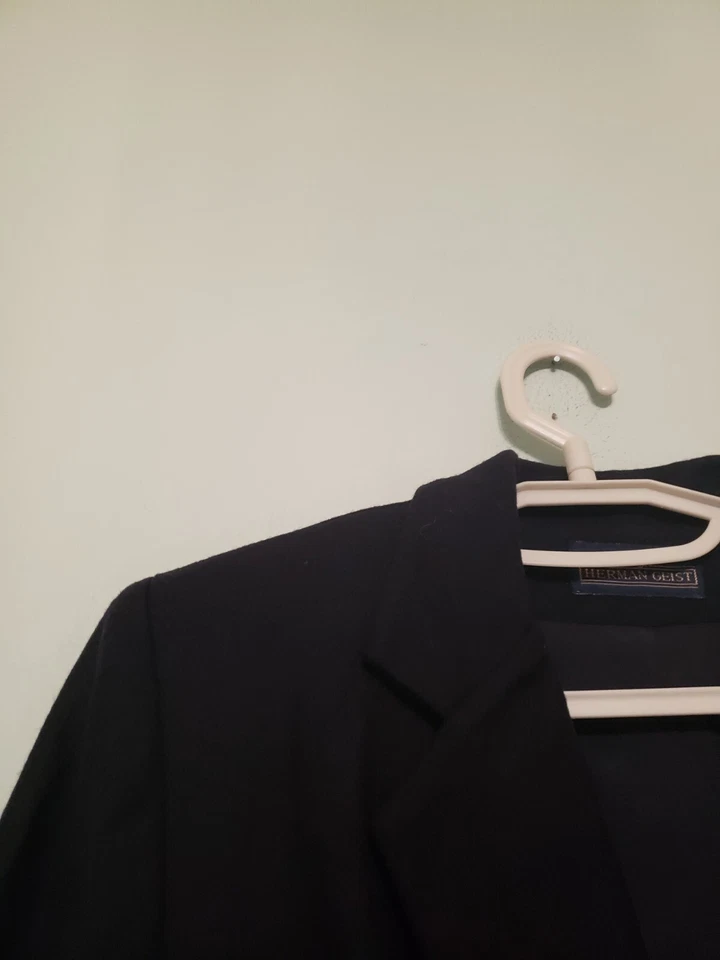 Traje Blazer Chaqueta Herman Geist Mujer S 100% Lana Forrada Azul Marino Carrera Oficina Foto 4 de 4