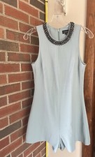 Topshop greenish blue romper size US4, back zip and jeweled neckline