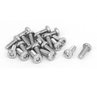 M5x14mm 304 Stainless Steel Button Head T25 Torx Screws Bolts Silver Tone 20pcs