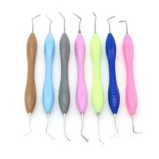7pcs Dental Composite Filling Instruments Silicone Handle Colorful Scaler Curett
