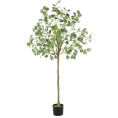 5FT Artificial Eucalyptus Tree, Fake Potted Tree Home Office Living Room Decor