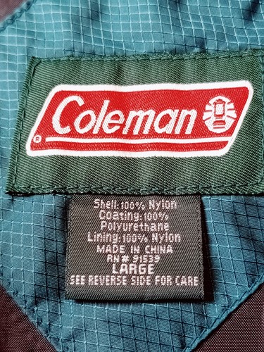 Coleman Jacket Windbreaker Men's Large Fully Lined 100% Nylon Hooded Snap & Zip - Picture 7 of 10