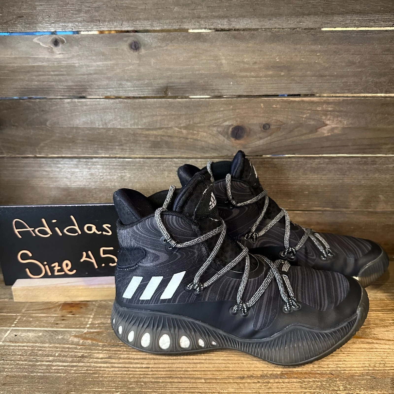 Scarpe da basket sportive da bambino Adidas Crazy Explosive nere sneakers taglia 4 5 Y