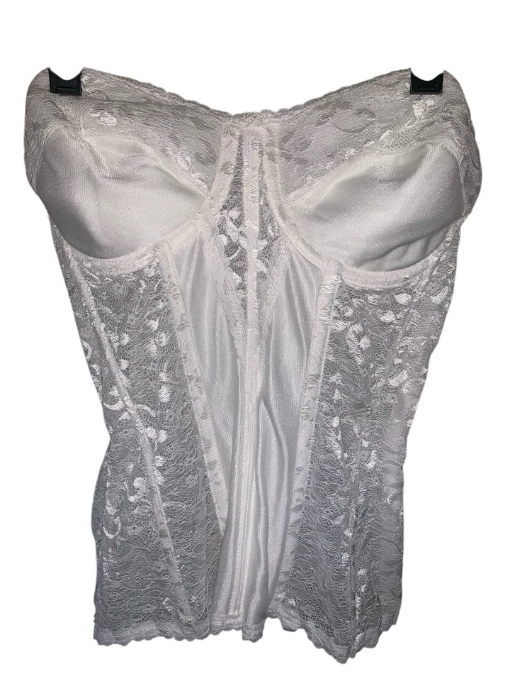 Sujetador Bustier Top Carnaval Encaje Bajo Longline Marfil Crema Talla 34C Y2K Foto 2 de 4
