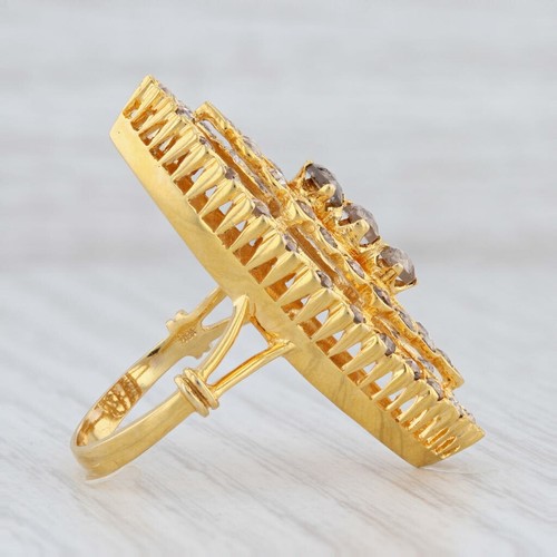 Nuevo 2ctw Diamante Anillo de Cóctel 18k Oro Amarillo Talla 7.5 Champán Marrón - Imagen 5 de 7