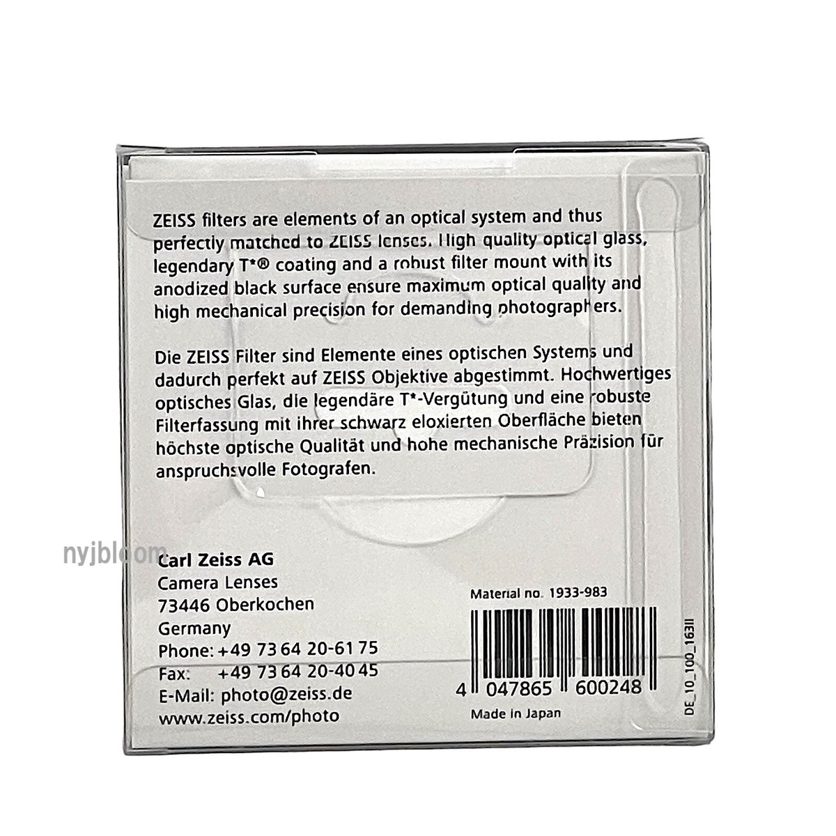 ツァイス　Zeiss T＊　UV フィルター　φ52mm   E-135 Amazon.com : ZEISS T* Anti-Reflective Coating UV Protection