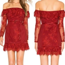 Lovers and Friends Sia Off The Shoulder Lace Mini Dress Red Size XS