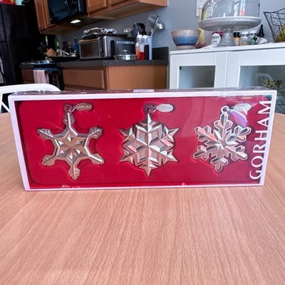 Gorham Snowflake Ornament Set Of 3 Original Box VTG