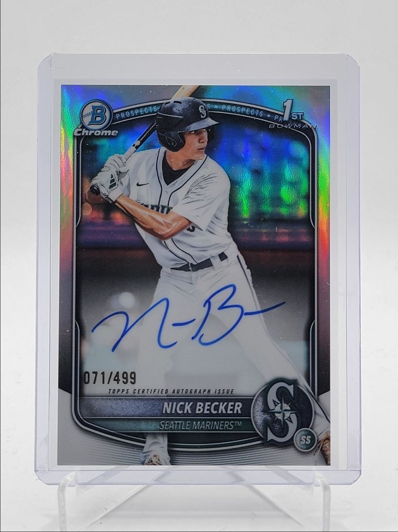 NICK BECKER 2025 BOWMAN CHROME DRAFT 1ST REFRACTOR AUTO /499 Q4450