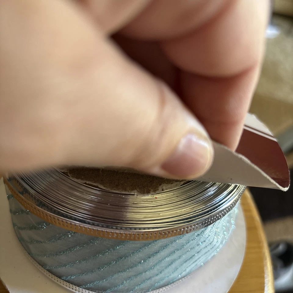 Snowman Blue Christmas Ribbon . Light Blue With Glitter Stripe.  2 Inch Ribbon - Image 4 of 4