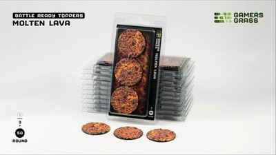 Gamers Grass Battle Ready Bases - Molten Lava - Round 50mm (x3)
