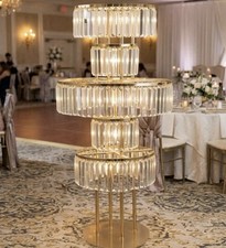 Bigsee 5-Tier Gold Crystal Flower Stand Wedding Centerpiece Floor Vase 47 High