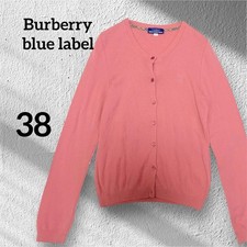 Burberry Blue Label Cotton Crew Neck Cardigan Pink Horse Logo M 55cm
