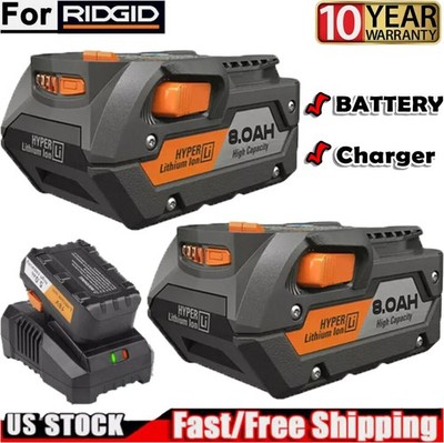 8.0Ah 2-1PACK for Ridgid R840085 Lithium Battery/Charger Rigid 18V R840087 Tools
