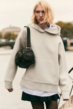 NWT ZARA TRICOT POUCH POCKET HOODED SWEATSHIRT TOP Sz S