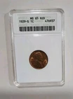 1929 S Lincoln Wheat Cent Penny 1C ANACS MS65 RED SOAPBOX SOAP BOX OLD HOLDER OH