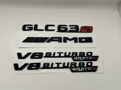 GLC 63 S AMG SCHRIFTZUG EMBLEM SET V8 BITURBO 4 MATIC + SELBSTKLEBEND NEU LOGO