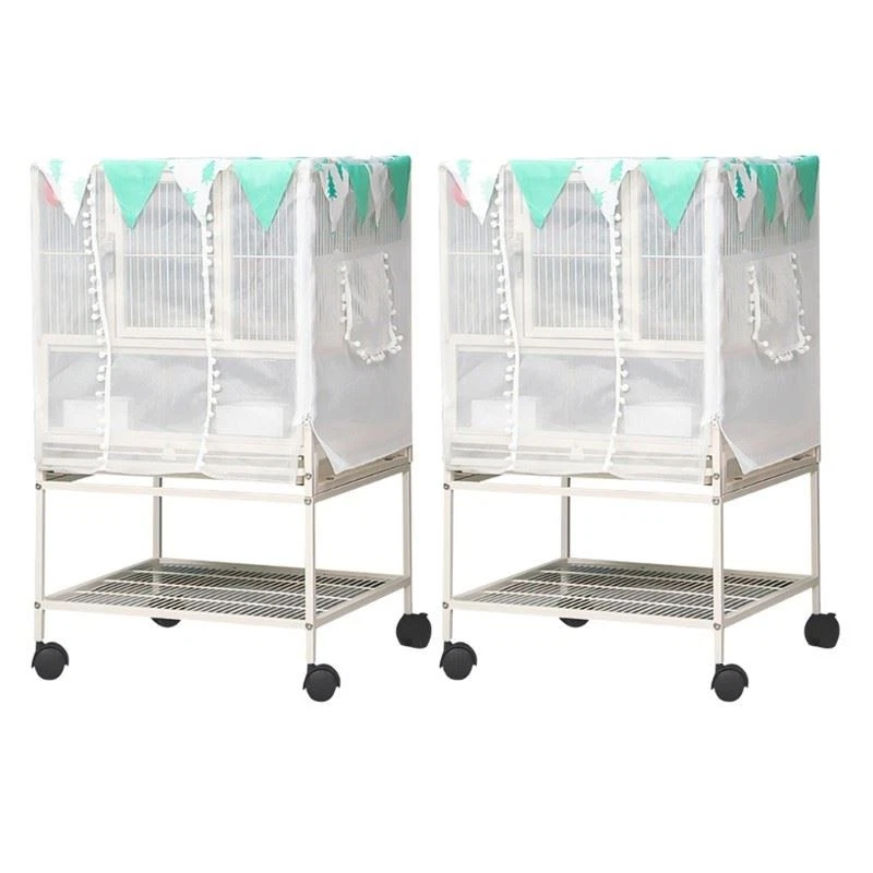 Effective Bird Cage Splash Proof Net Cover for Large Birdcage Antibug Cover 2PCS