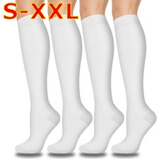 4 Pairs Copper Compression Socks 20-30mmHg Graduated Support Mens Womens S-XXL