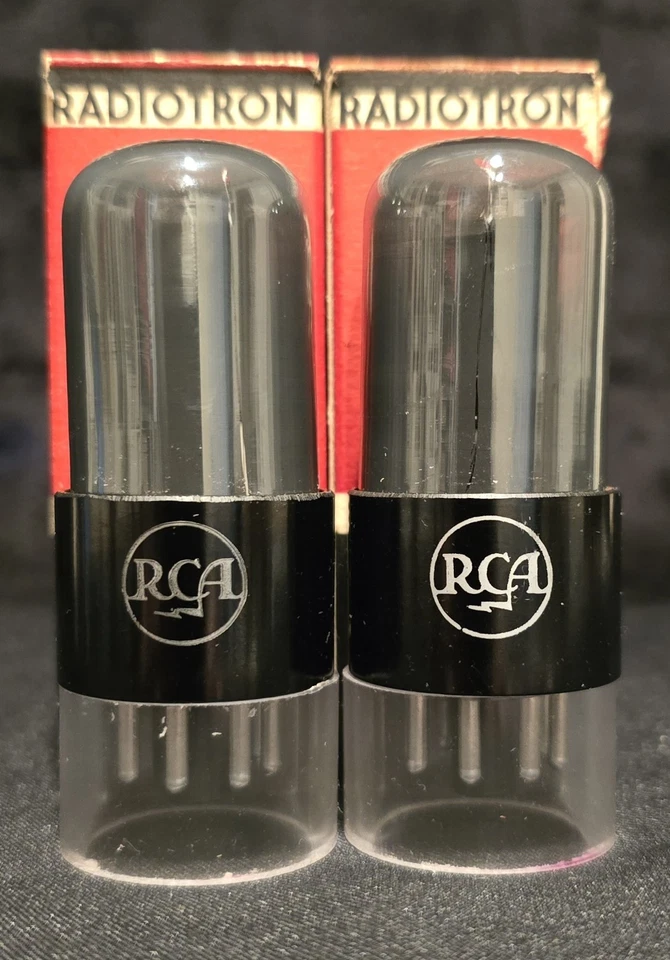 RCA 6SN7 GT TUBE 1945 GRAY SMOKE WINGED MICA FOIL GETTER PERFECT MATCHED SET NIB - Image 4 of 4