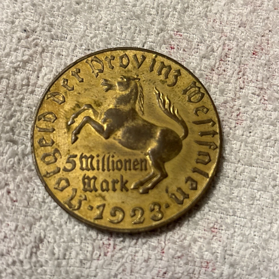 1923 ALEMANIA Weimar Westfalia 5 millones de marcos de emergencia Freiherr Stein Foto 2 de 2