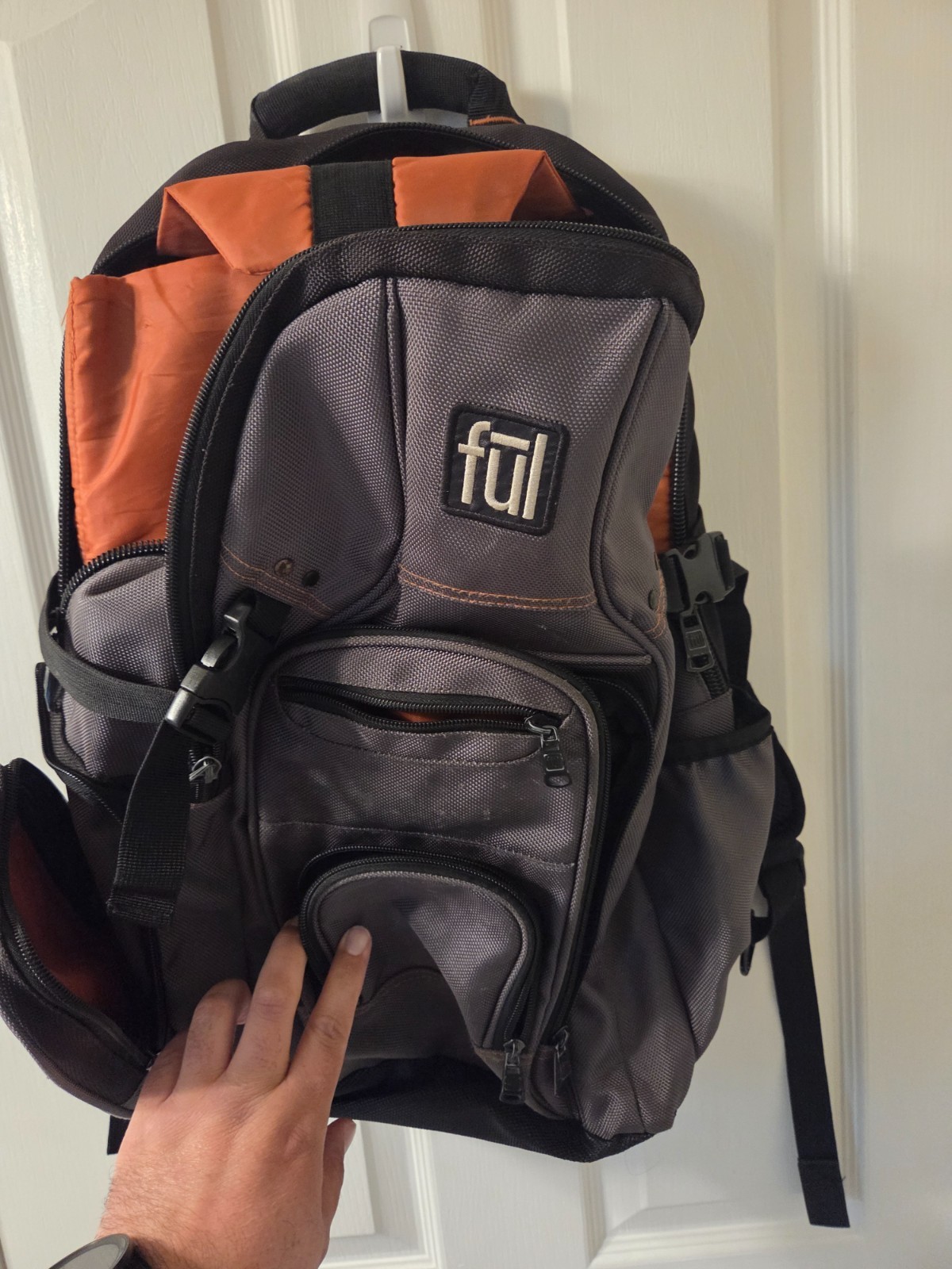 Grey Orange Multi-compartment Travel Bag #s113