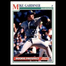 Mike Gardiner Rookie #721.0 1991 Score Seattle Mariners Baseball Card MLB. rookie card picture