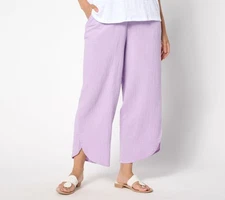 LOGO by Lori Goldstein Women's Pants Sz M Beach to Street Gauze Purple A652637