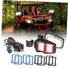 2PCS UTV Rear View Mirrors with LED Light and Rocker Switch Wiring Harness,