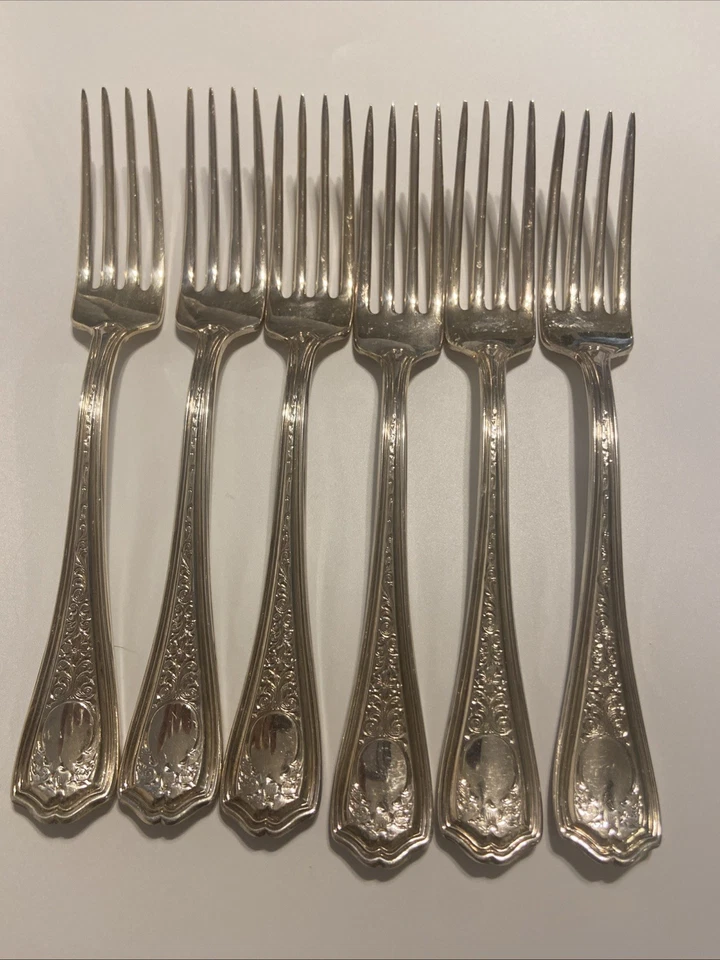 MAKLBUKUUGH By BIrks Regency Plate De Colección Plateado Tenedor de Almuerzo 7 1/8 Lote de 6 Foto 3 de 4