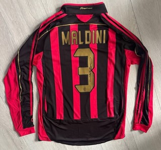 PAOLO MALDINI Hand Signed AC Milan Long Sleeve Football Shirt RARE Proof/COA