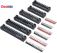Terminal Block and Strip - 6 Sets 8/10/12 Positions 600V 15A Dual Row Wire Screw