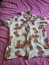 Vintage Paradise Found Honolulu Hawaii Pineapple Button-Up Hawaiian Shirt Size L