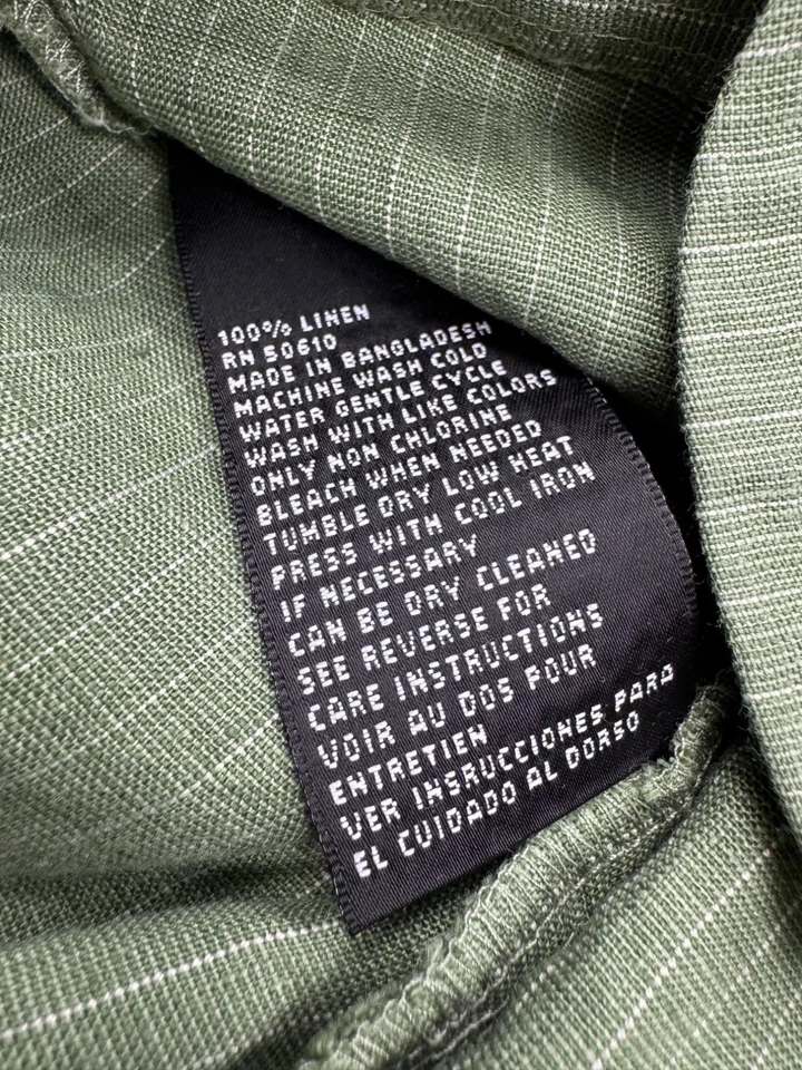 Blusa Kasper Top Mujer 6 Petite Verde Oliva Rayas Lino Puños Manga Corta Foto 4 de 4