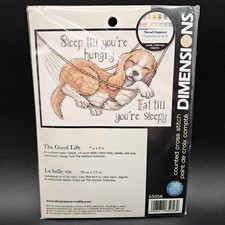Dimensions Counted Cross Stitch The Good Life 65058 Puppy Dog Nap NEW Sealed 7x5